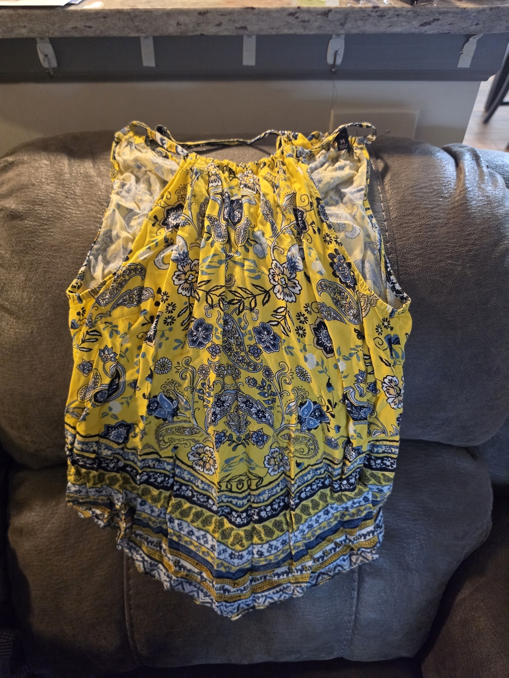 Yellow Paisley Sleeveless Women's Top